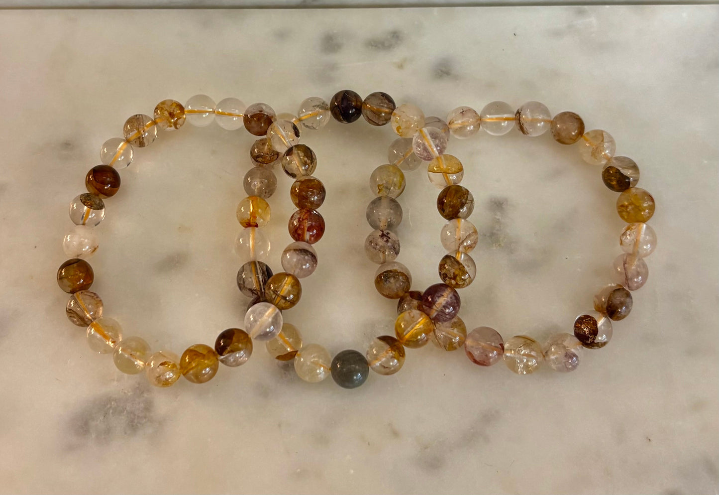 Golden Healer Quartz Bracelet – 8mm Natural Crystal (Small–Medium Wrist) | Energy Healing, Alignment & Manifestation