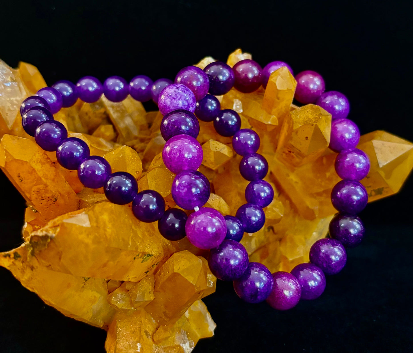 Reiki-Infused Natural Amethyst Bracelet for Inner Peace, High Intuition & Stress Relief (8mm & 10mm)
