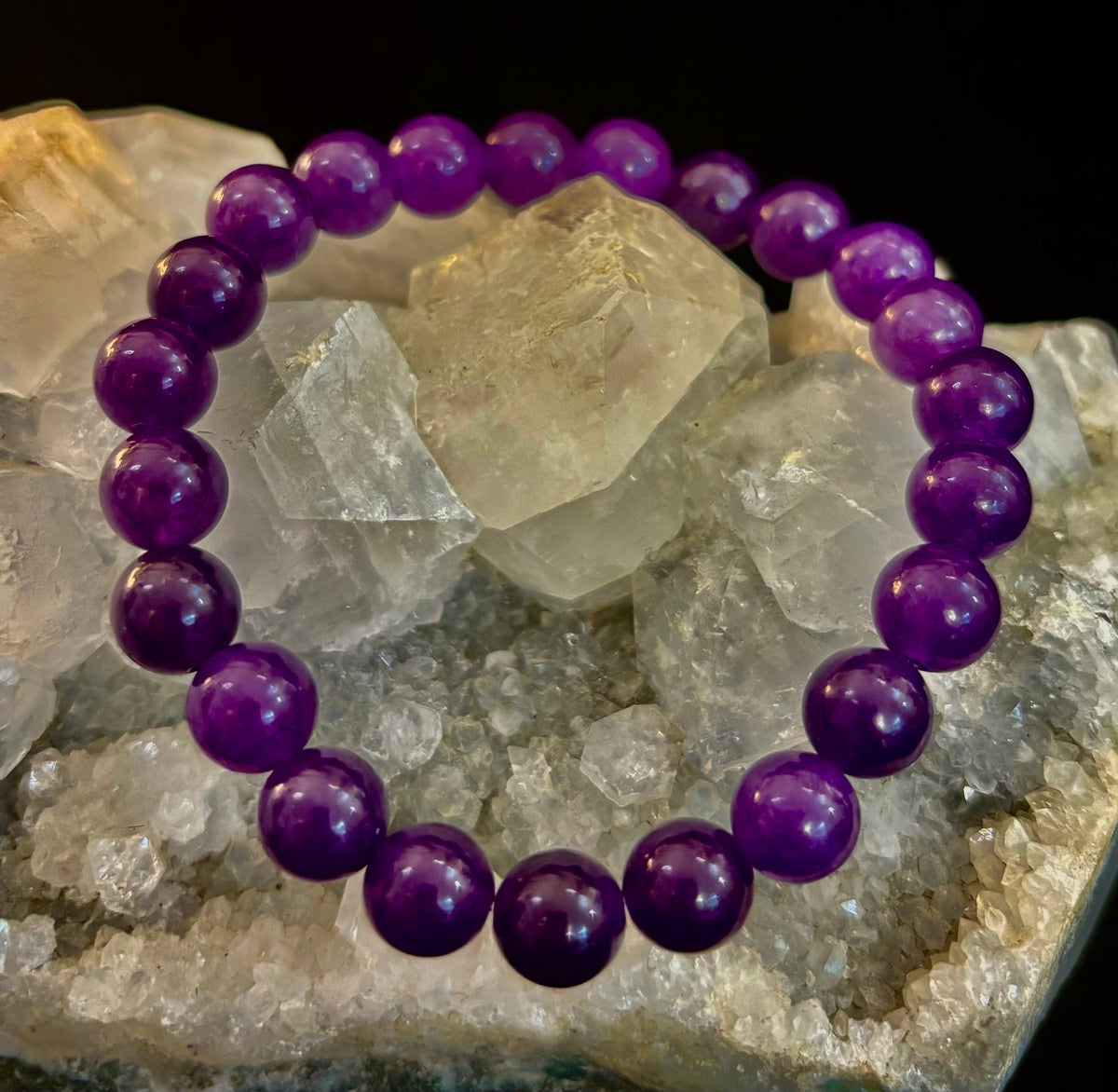 Reiki-Infused Natural Amethyst Bracelet for Inner Peace, High Intuition & Stress Relief (8mm & 10mm)