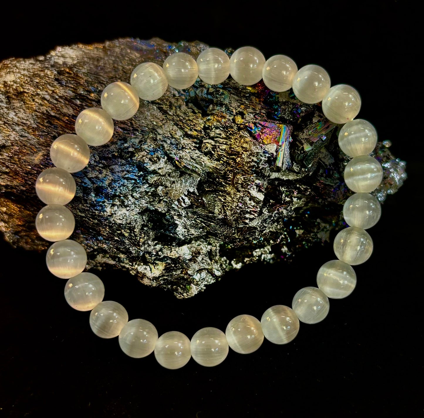 Reiki-Infused Pure Selenite "Liquid Light" Bracelet for Aura Cleansing, High Vibration & Divine Clarity (8mm)