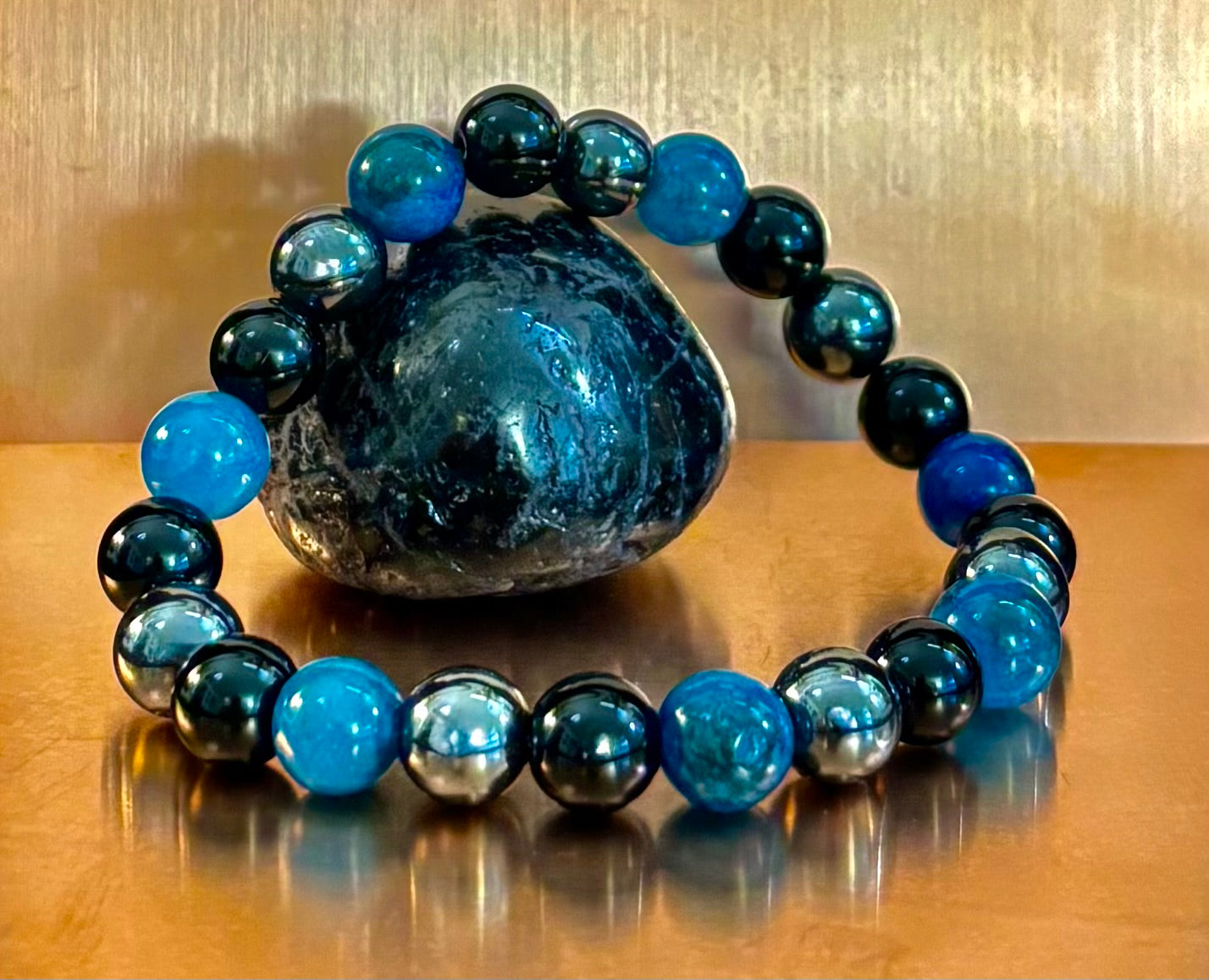 Reiki-Infused Triple Protection Bracelet for Grounding, Mental Clarity & Complete Energy Shielding (8mm)