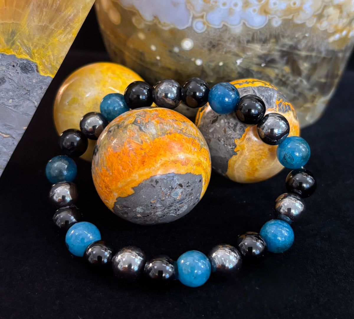 Reiki-Infused Triple Protection Bracelet for Grounding, Mental Clarity & Complete Energy Shielding (8mm)