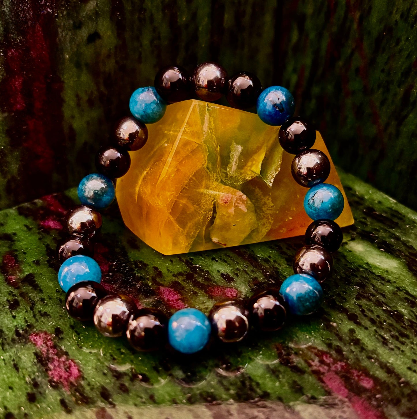 Reiki-Infused Triple Protection Bracelet for Grounding, Mental Clarity & Complete Energy Shielding (8mm)