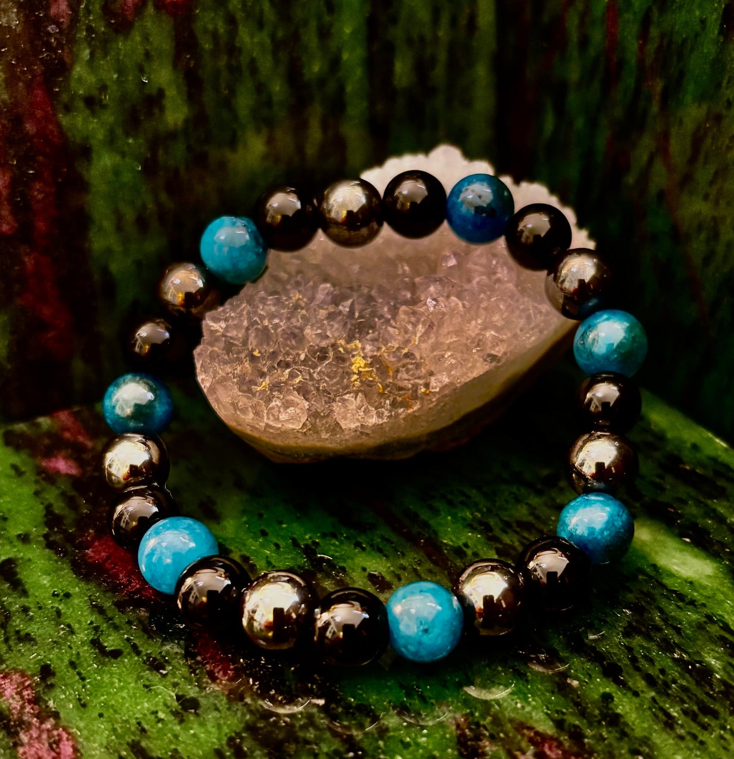 Reiki-Infused Triple Protection Bracelet for Grounding, Mental Clarity & Complete Energy Shielding (8mm)