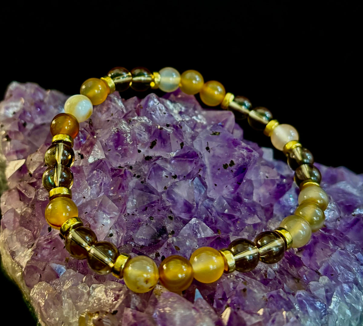 Bohemian "Overthinker's Elixir" Bracelet – Handcrafted Botswana Agate & Smoky Quartz for Grounding & Clarity