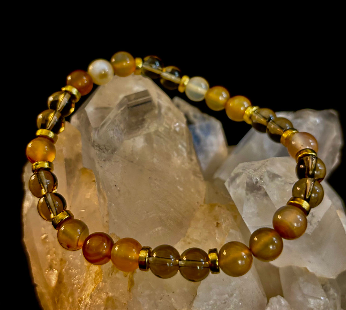 Bohemian "Overthinker's Elixir" Bracelet – Handcrafted Botswana Agate & Smoky Quartz for Grounding & Clarity