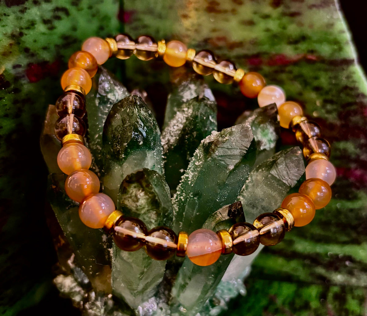 Bohemian "Overthinker's Elixir" Bracelet – Handcrafted Botswana Agate & Smoky Quartz for Grounding & Clarity