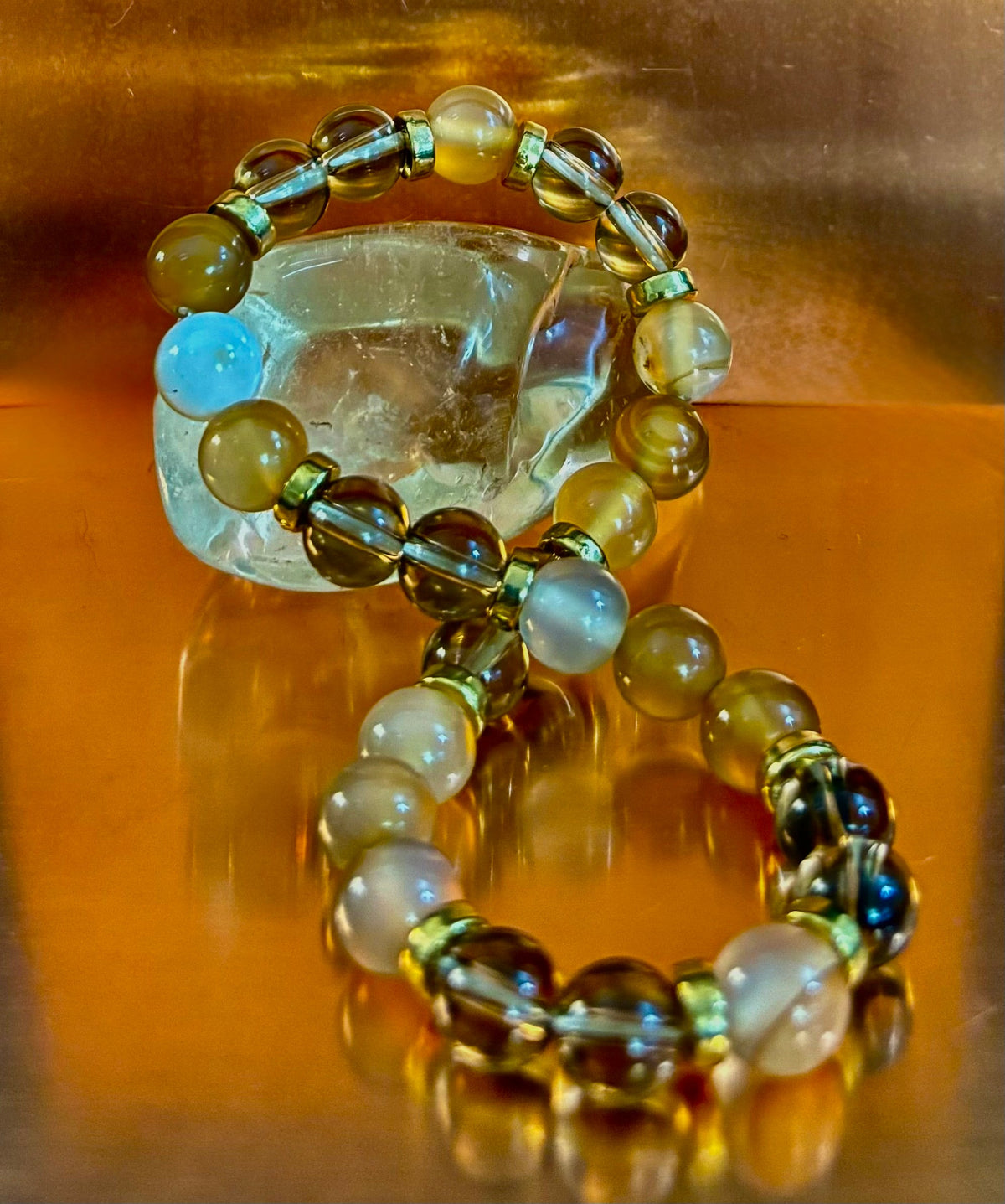Bohemian "Overthinker's Elixir" Bracelet – Handcrafted Botswana Agate & Smoky Quartz for Grounding & Clarity