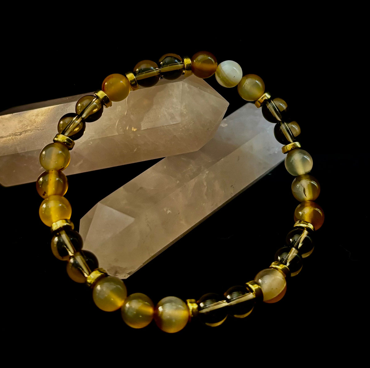 Bohemian "Overthinker's Elixir" Bracelet – Handcrafted Botswana Agate & Smoky Quartz for Grounding & Clarity