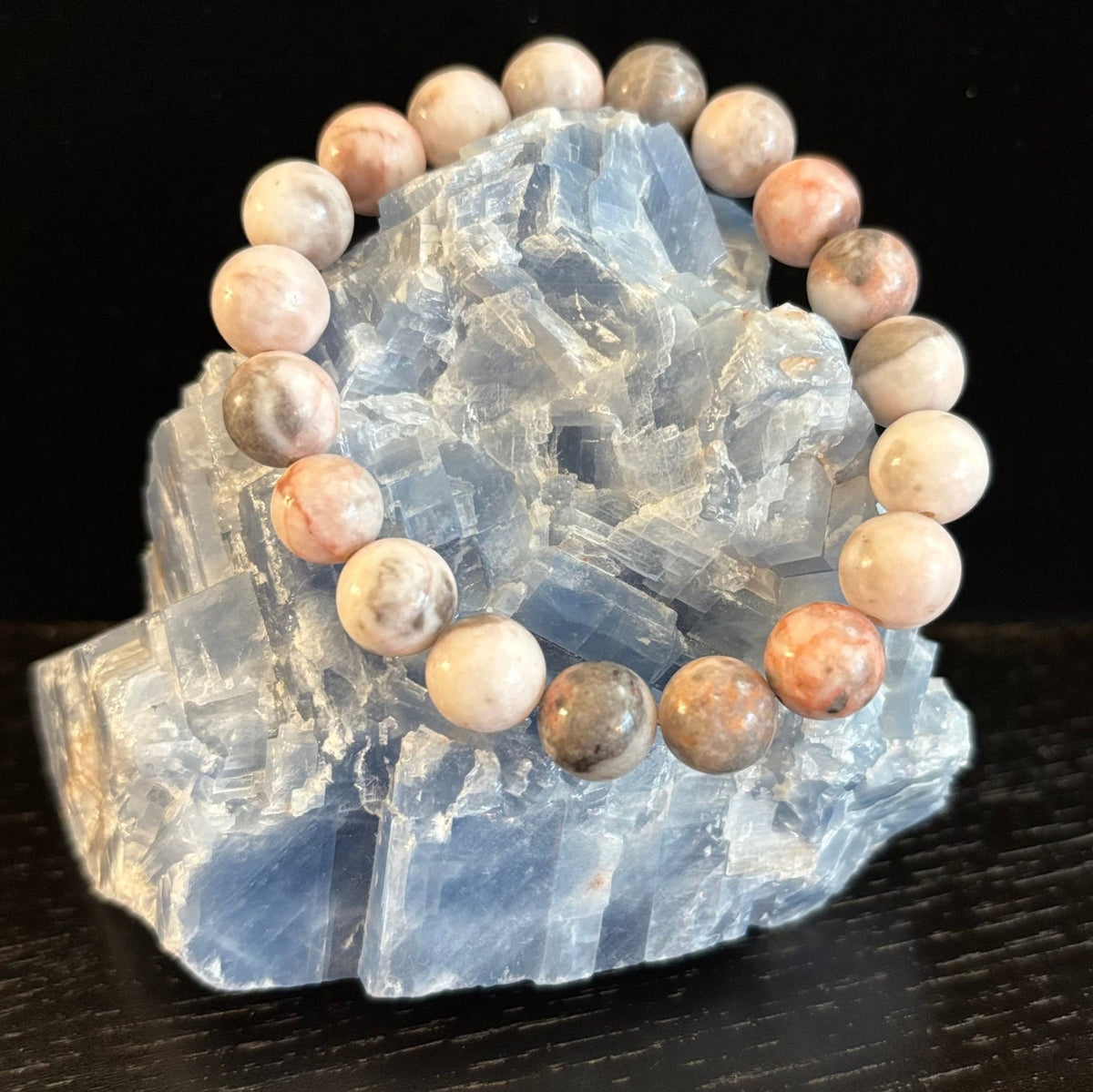 Reiki-Infused Pink Zebra Jasper Bracelet for Stress Relief, Emotional Balance & Vacation Vibe Elegance (8mm & 10mm)