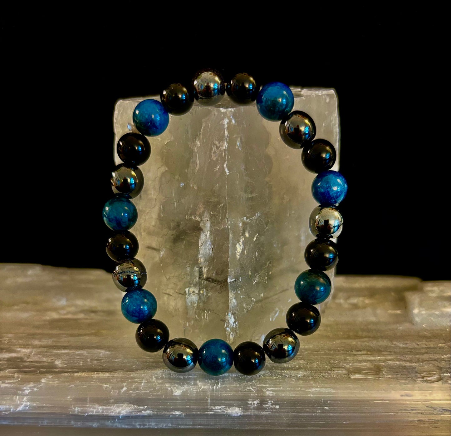 Reiki-Infused Triple Protection Bracelet for Grounding, Mental Clarity & Complete Energy Shielding (8mm)