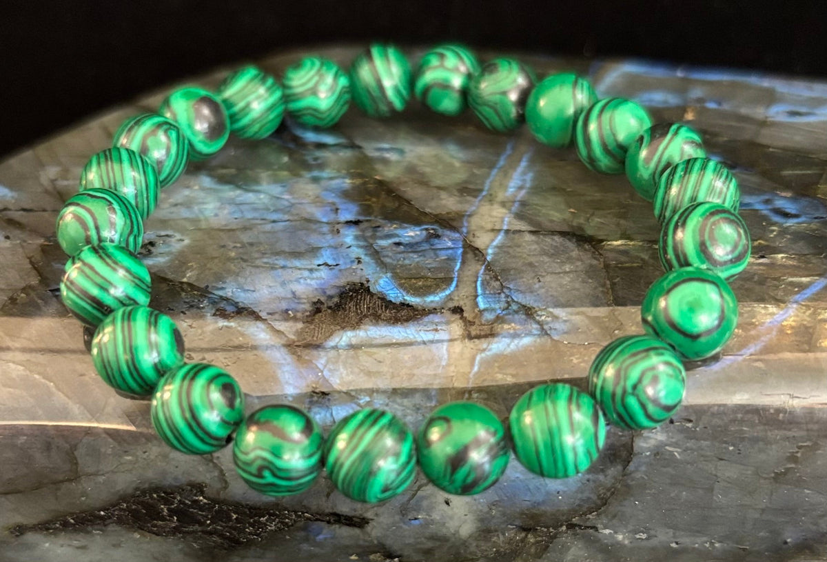 Reiki-Infused Natural Malachite Bracelet for Deep Transformation, Aura Protection & Emotional Healing (8mm & 10mm)