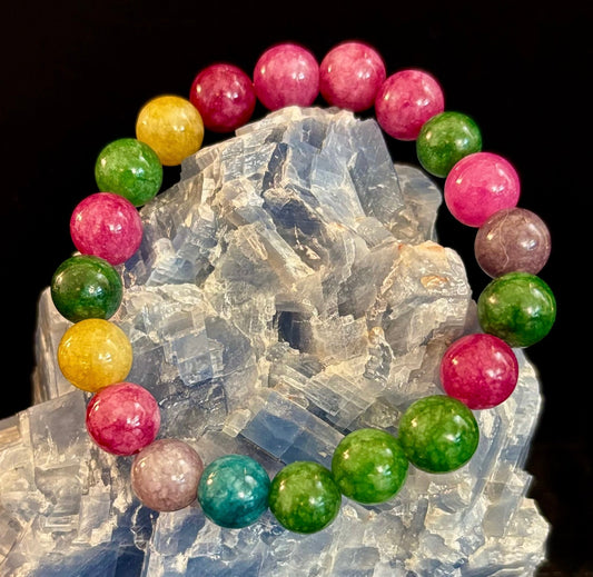 Reiki-Infused Natural Multicolor Tourmaline Bracelet for All-Chakra Balance, Protection & Emotional Harmony (8mm & 10mm)