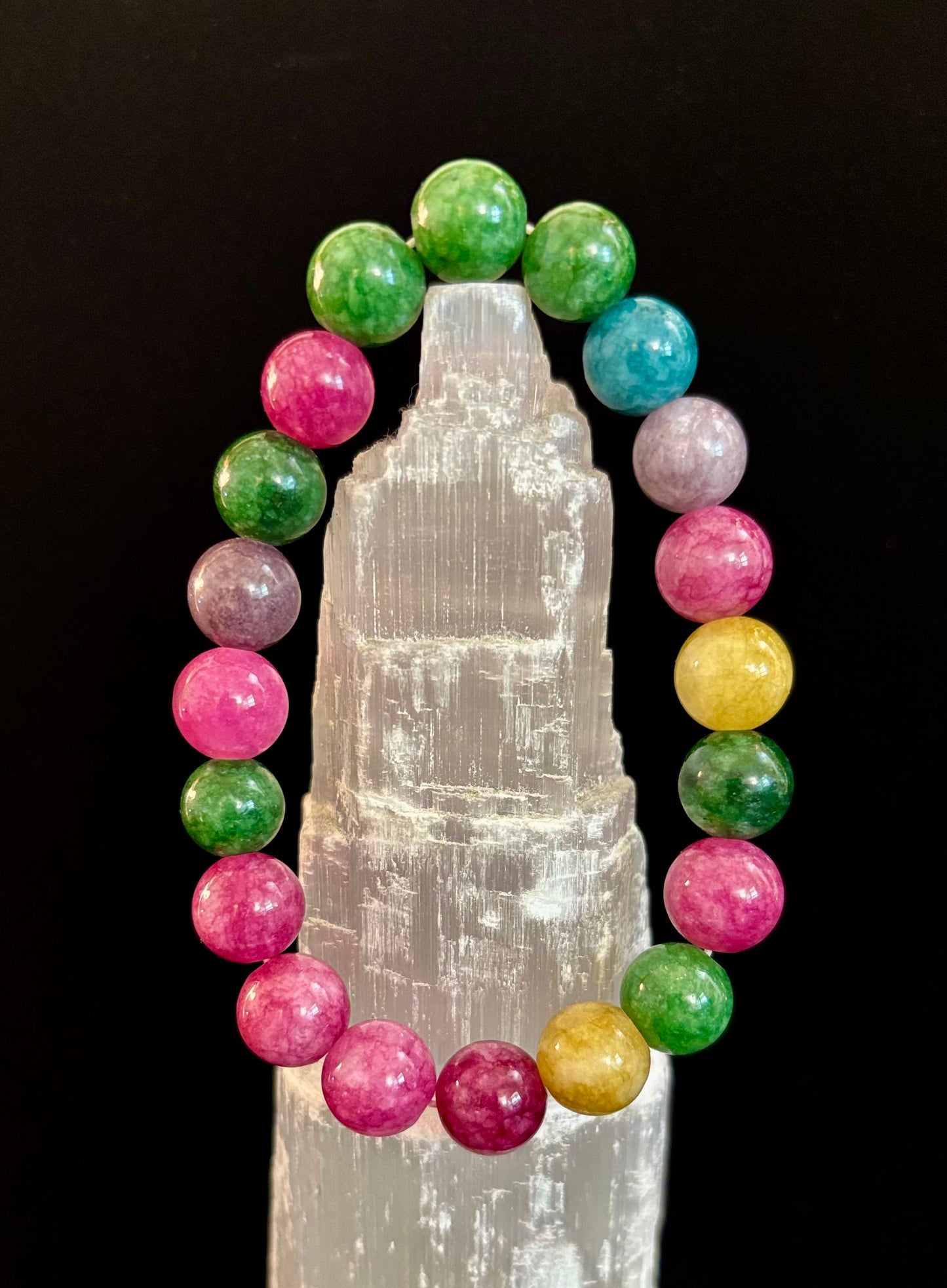 Multicolor Tourmaline Bracelet – Reiki-Infused Balance, Protection & Emotional Healing Jewelry (Medium Wrist)