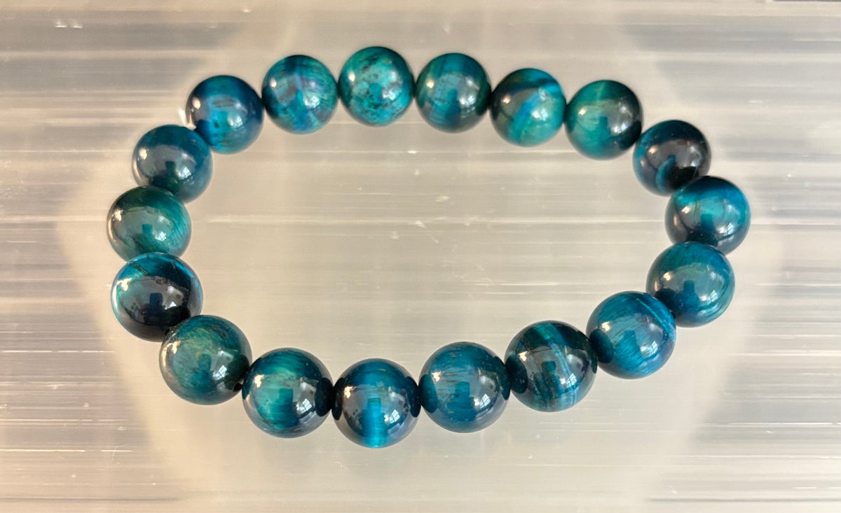 Reiki-Infused Natural Blue Tiger Eye Bracelet for Calm Confidence, Focus & Strategic Clarity (8mm & 10mm)