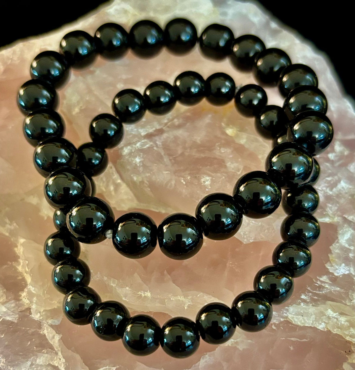 Reiki-Infused Natural Volcanic Black Obsidian Bracelet for Deep Grounding, Aura Protection & Stress Release (8mm, 10mm & 12mm)