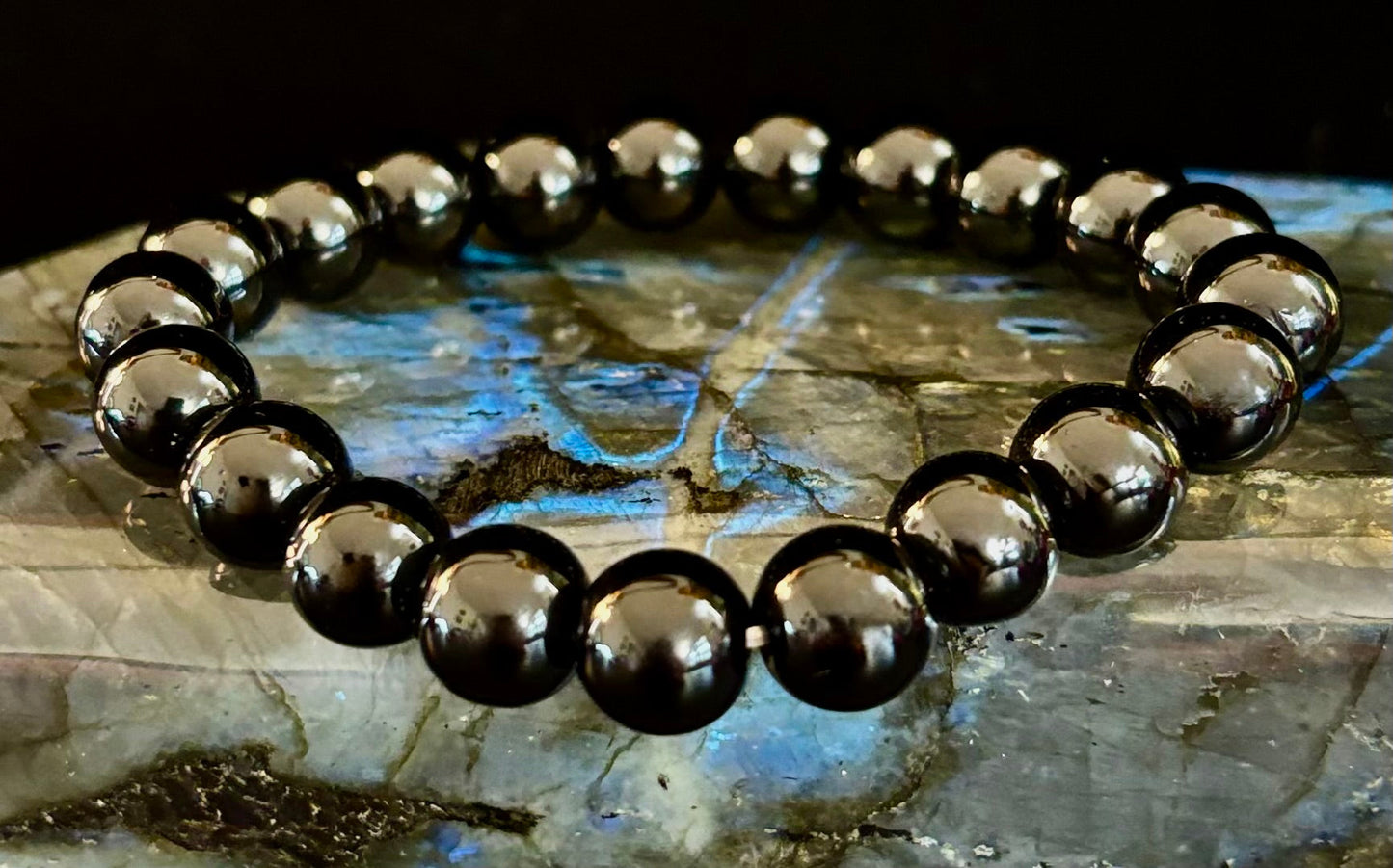 Black Obsidian Beaded Bracelet – Grounding, Protection & Inner Peace