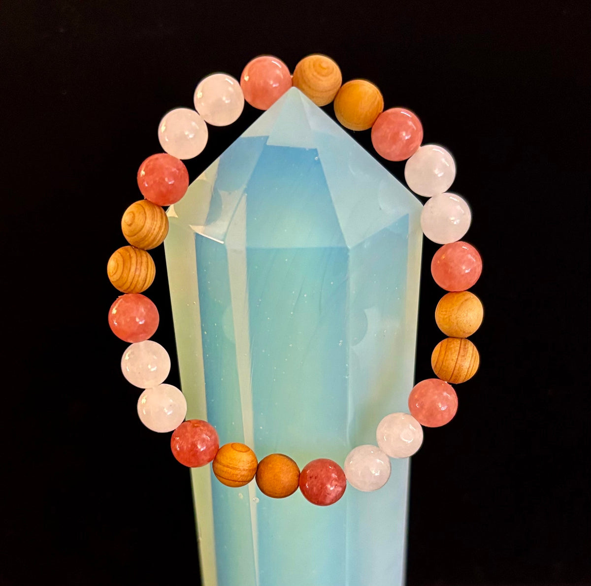 White Witch Intuition & Aura Cleansing Bracelet – Palo Santo, Selenite & Smoky Quartz
