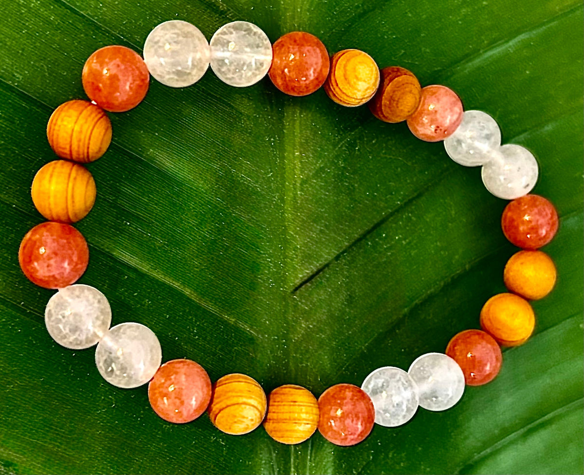 White Witch Intuition & Aura Cleansing Bracelet – Palo Santo, Selenite & Smoky Quartz