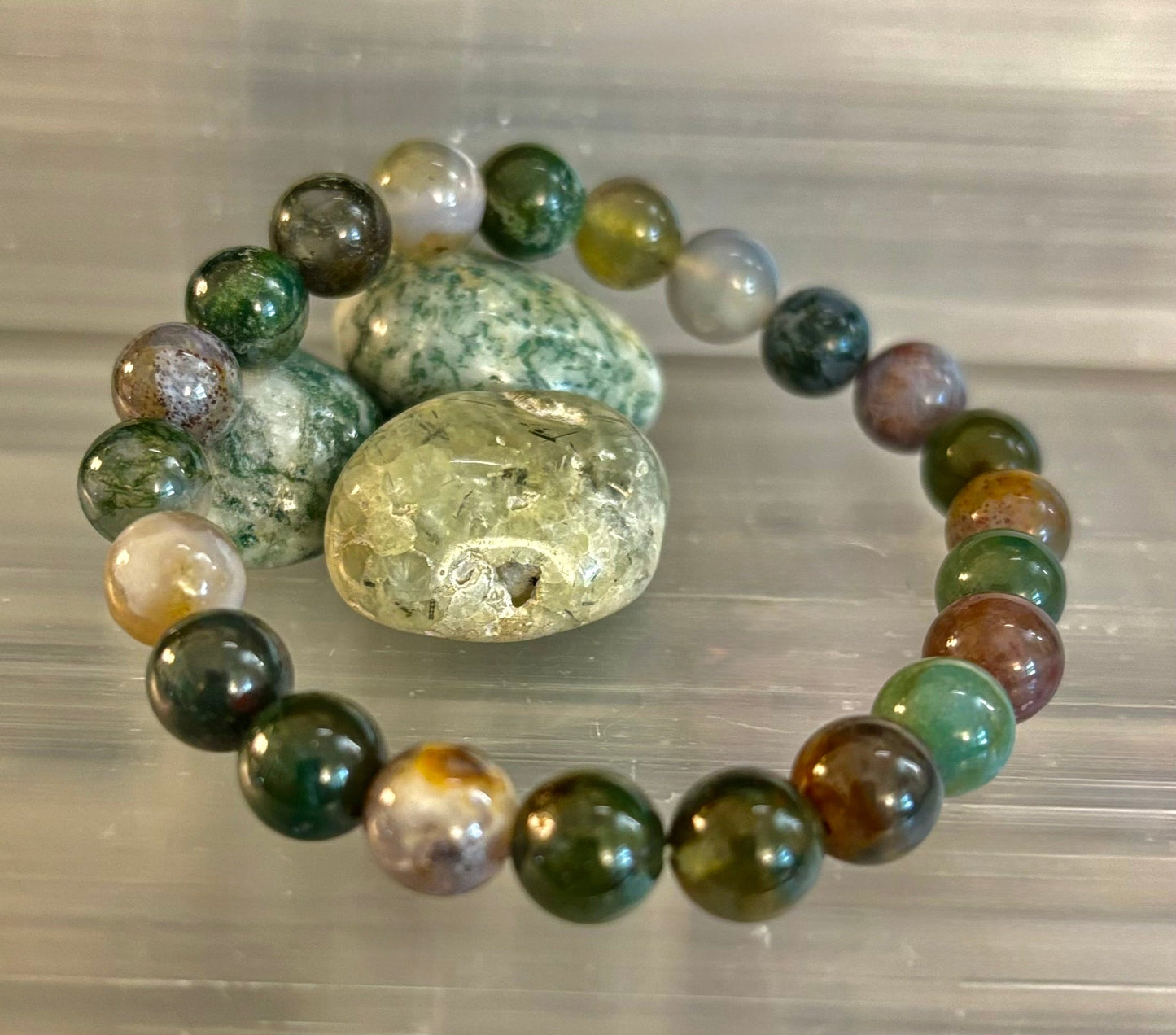 Reiki-Infused Natural Indian Agate Bracelet for Grounding, Emotional Balance & Steady Strength (6mm, 8mm & 10mm)