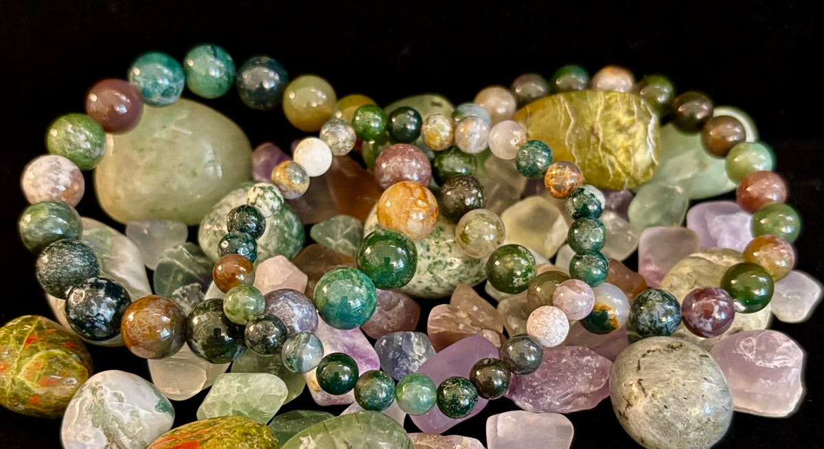 Reiki-Infused Natural Indian Agate Bracelet for Grounding, Emotional Balance & Steady Strength (6mm, 8mm & 10mm)