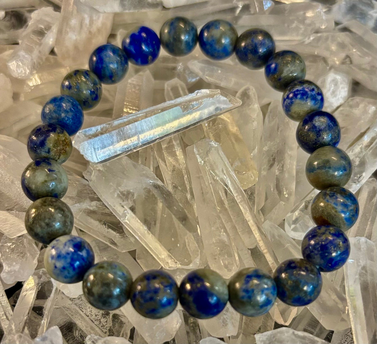 Reiki-Infused Natural Lapis Lazuli Bracelet for Truth, Inner Wisdom & Mindful Focus (8mm, 10mm & 12mm)
