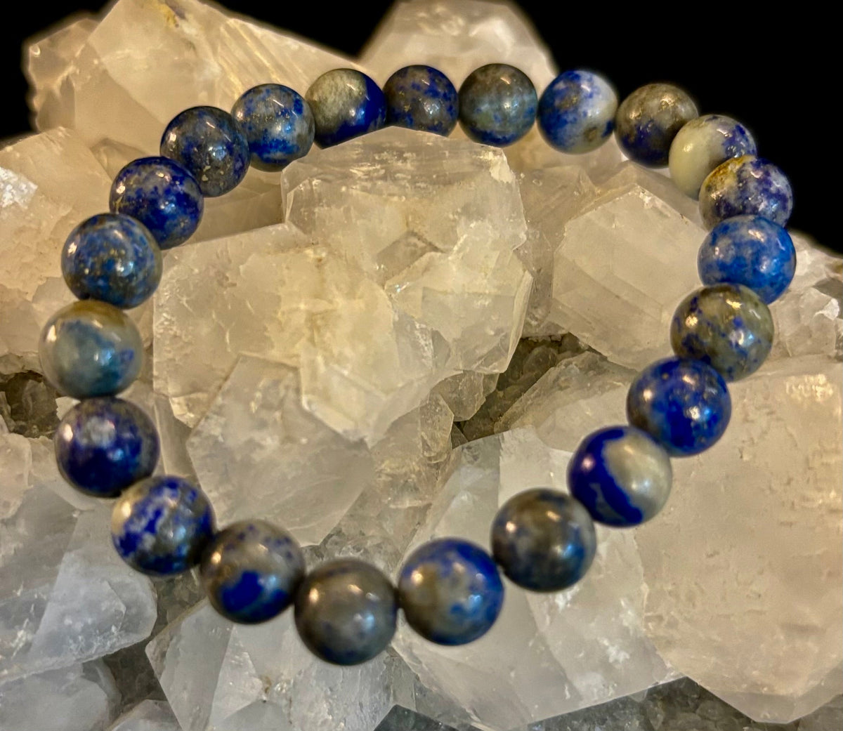 Reiki-Infused Natural Lapis Lazuli Bracelet for Truth, Inner Wisdom & Mindful Focus (8mm, 10mm & 12mm)