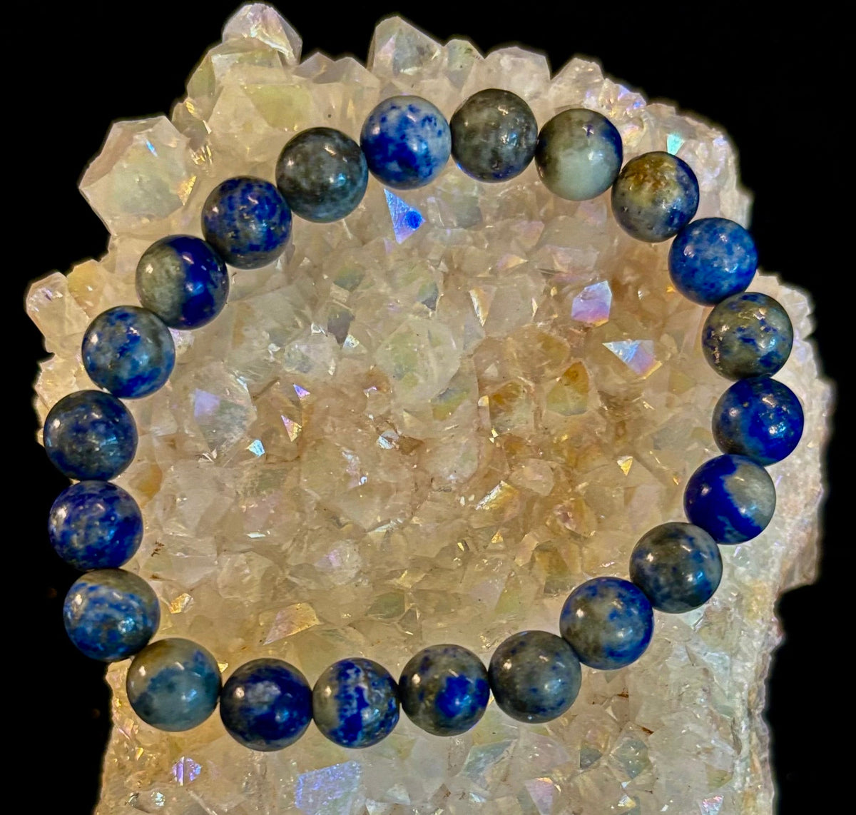 Reiki-Infused Natural Lapis Lazuli Bracelet for Truth, Inner Wisdom & Mindful Focus (8mm, 10mm & 12mm)