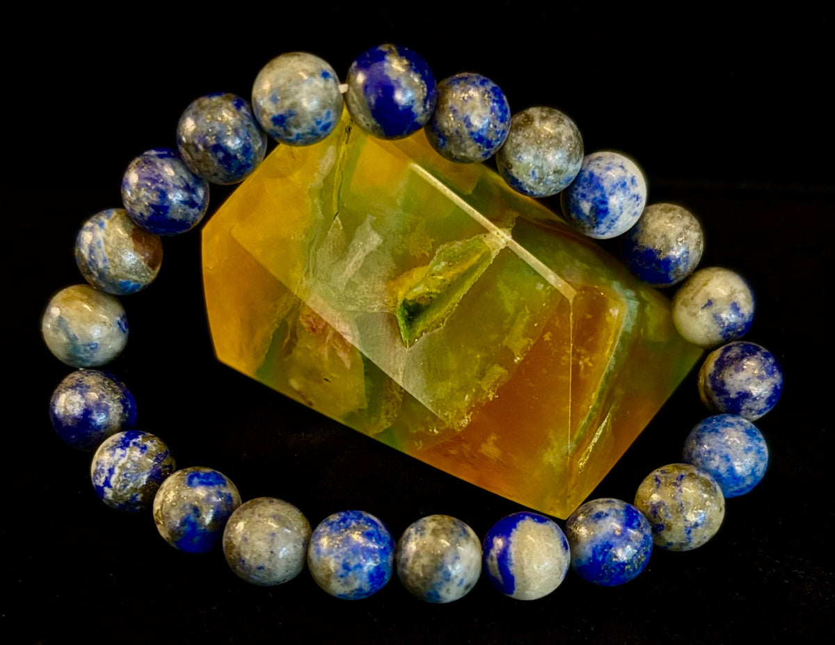 Reiki-Infused Natural Lapis Lazuli Bracelet for Truth, Inner Wisdom & Mindful Focus (8mm, 10mm & 12mm)