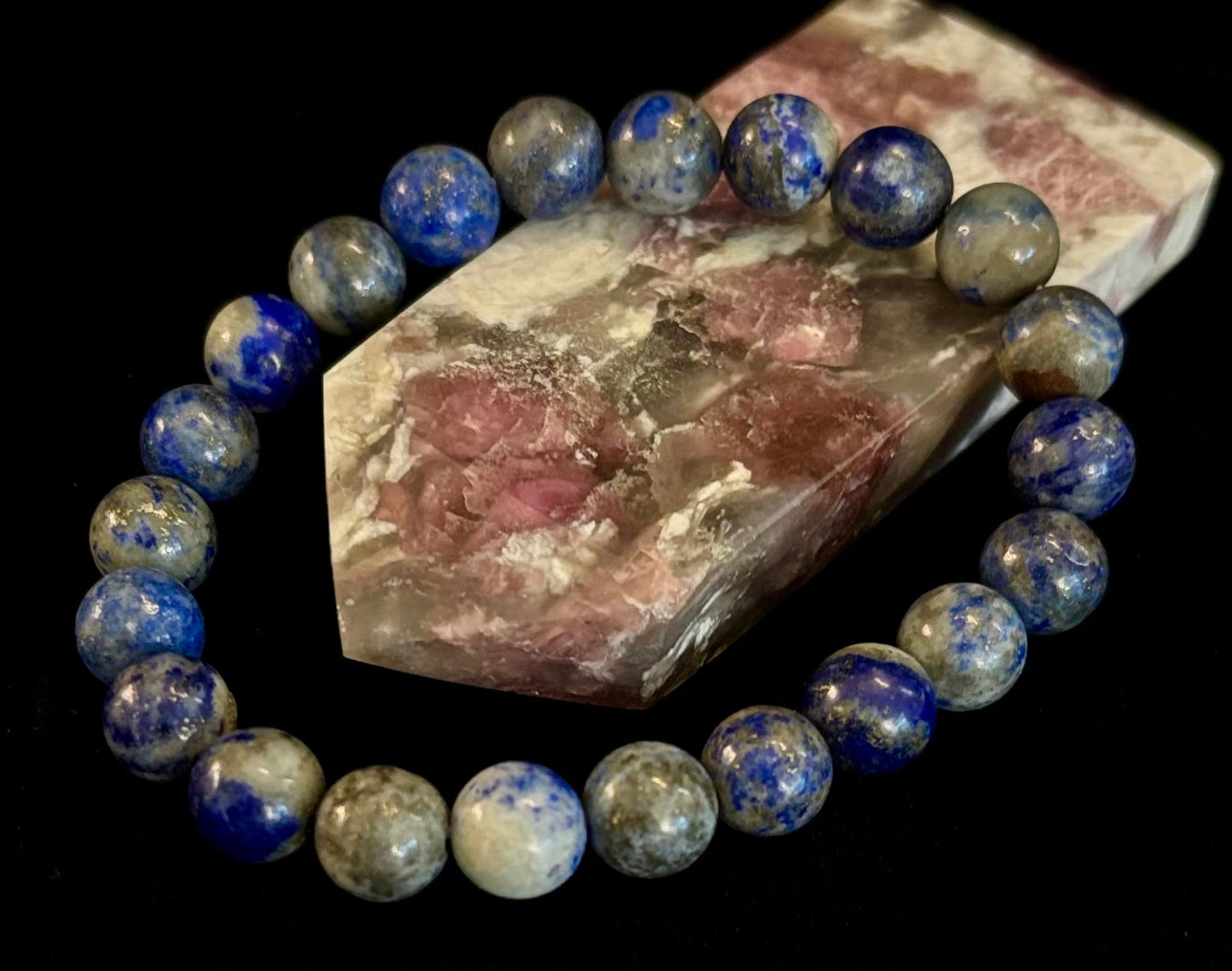 Reiki-Infused Natural Lapis Lazuli Bracelet for Truth, Inner Wisdom & Mindful Focus (8mm, 10mm & 12mm)