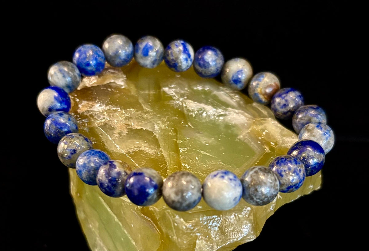 Reiki-Infused Natural Lapis Lazuli Bracelet for Truth, Inner Wisdom & Mindful Focus (8mm, 10mm & 12mm)