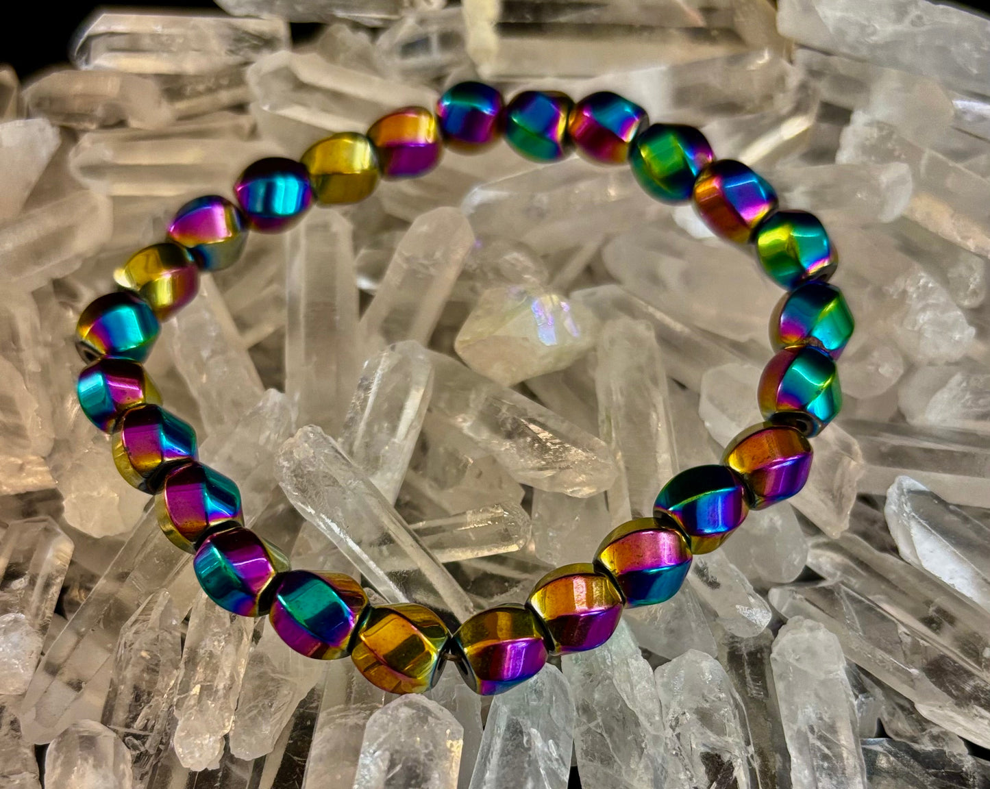 Rainbow Style Geometric Beaded Bracelet – LGBTQ+ Pride & Power for Medium and Large Wrists