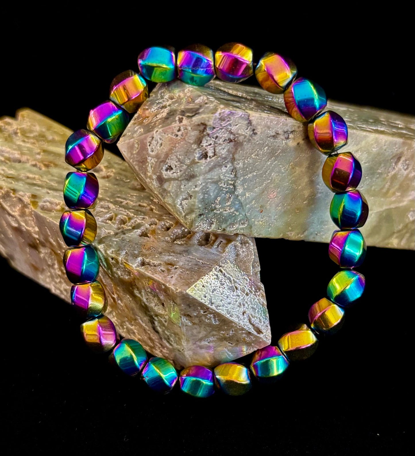 Rainbow Style Geometric Beaded Bracelet – LGBTQ+ Pride & Power for Medium and Large Wrists