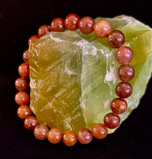 🍓 Dark Strawberry Quartz Bracelet – 8mm Beads, Medium Wrists