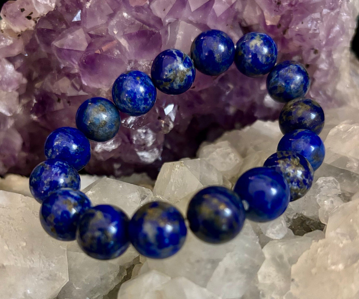 Reiki-Infused Natural Lapis Lazuli Bracelet for Truth, Inner Wisdom & Mindful Focus (8mm, 10mm & 12mm)