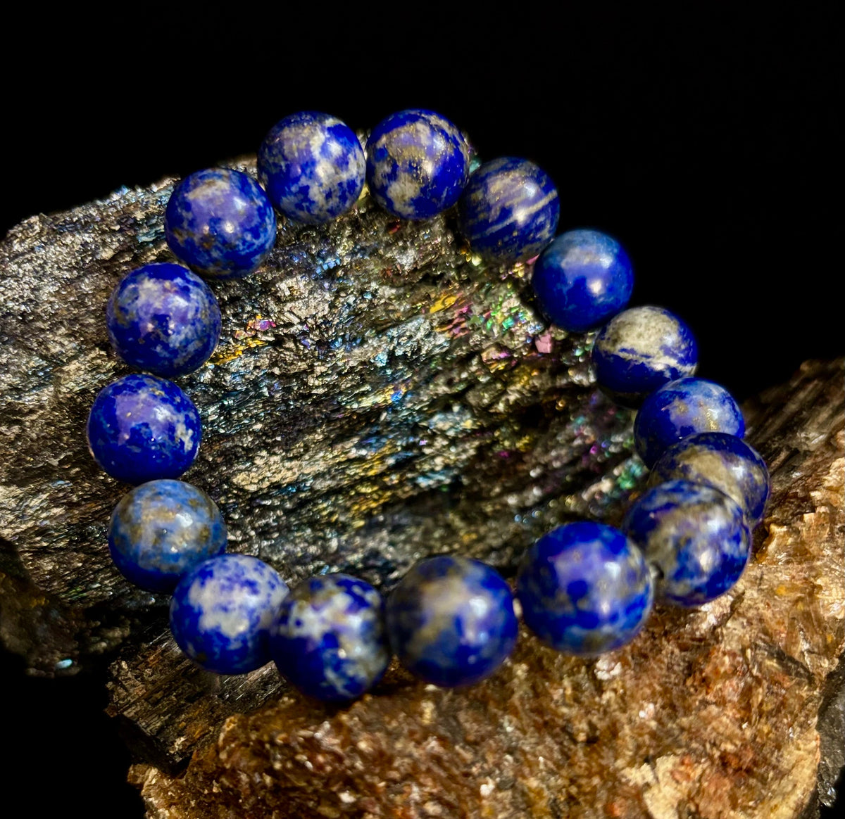 Reiki-Infused Natural Lapis Lazuli Bracelet for Truth, Inner Wisdom & Mindful Focus (8mm, 10mm & 12mm)