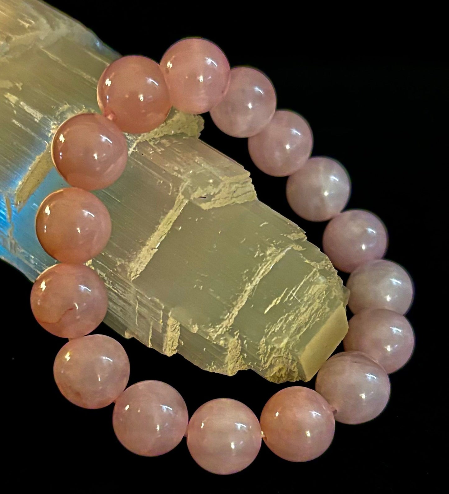 Rose Quartz Healing Bracelet – Love • Compassion • Emotional Balance (8mm, 10mm, 12mm Beads)