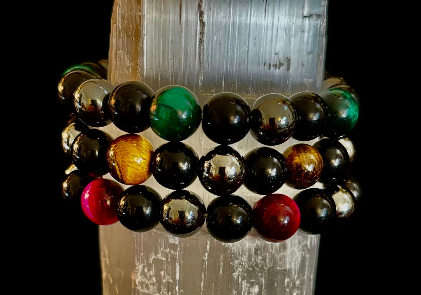 Protection Energy Bracelets – Red, Green, and Tiger Eye Options