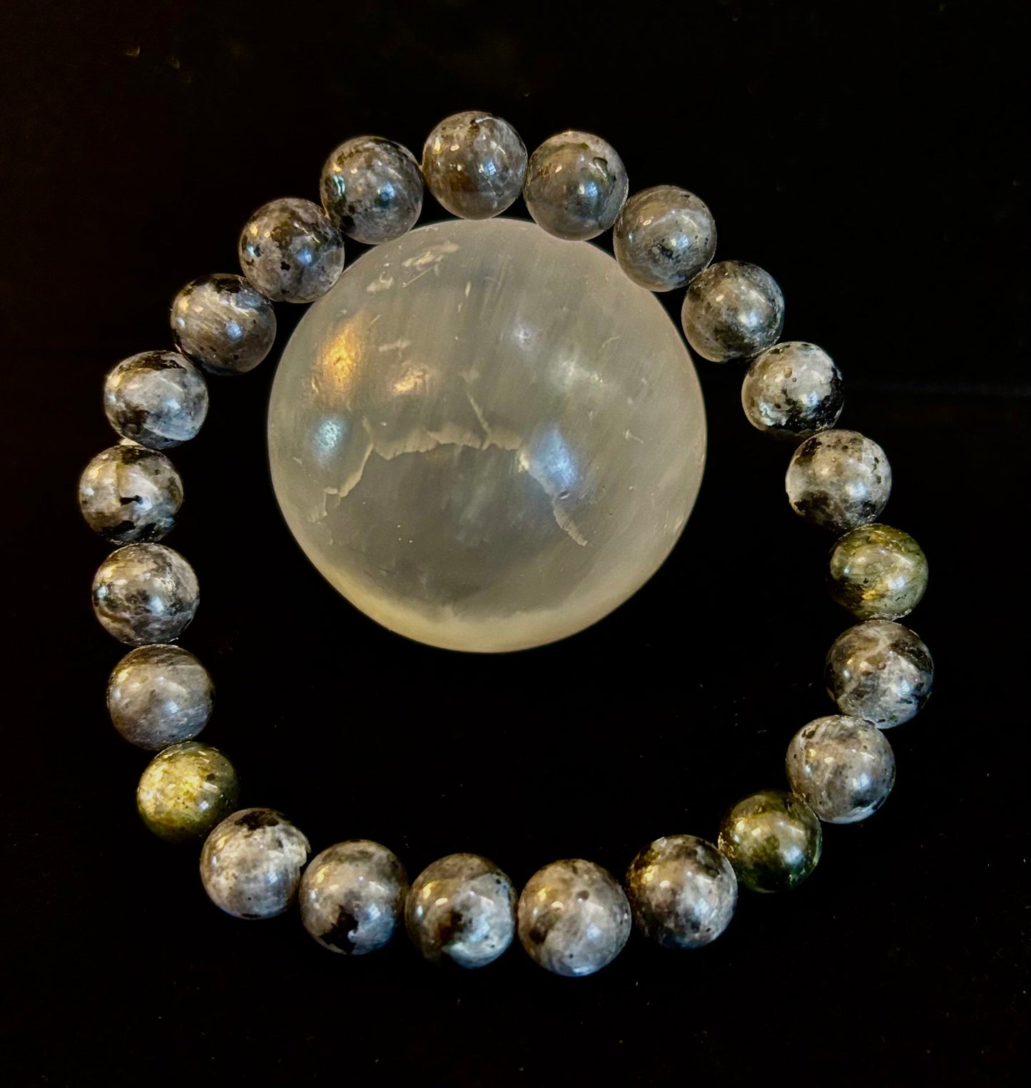 Larvikite 8mm Reiki-Infused Protection & Manifestation Bracelet (Medium-Large Wrists)