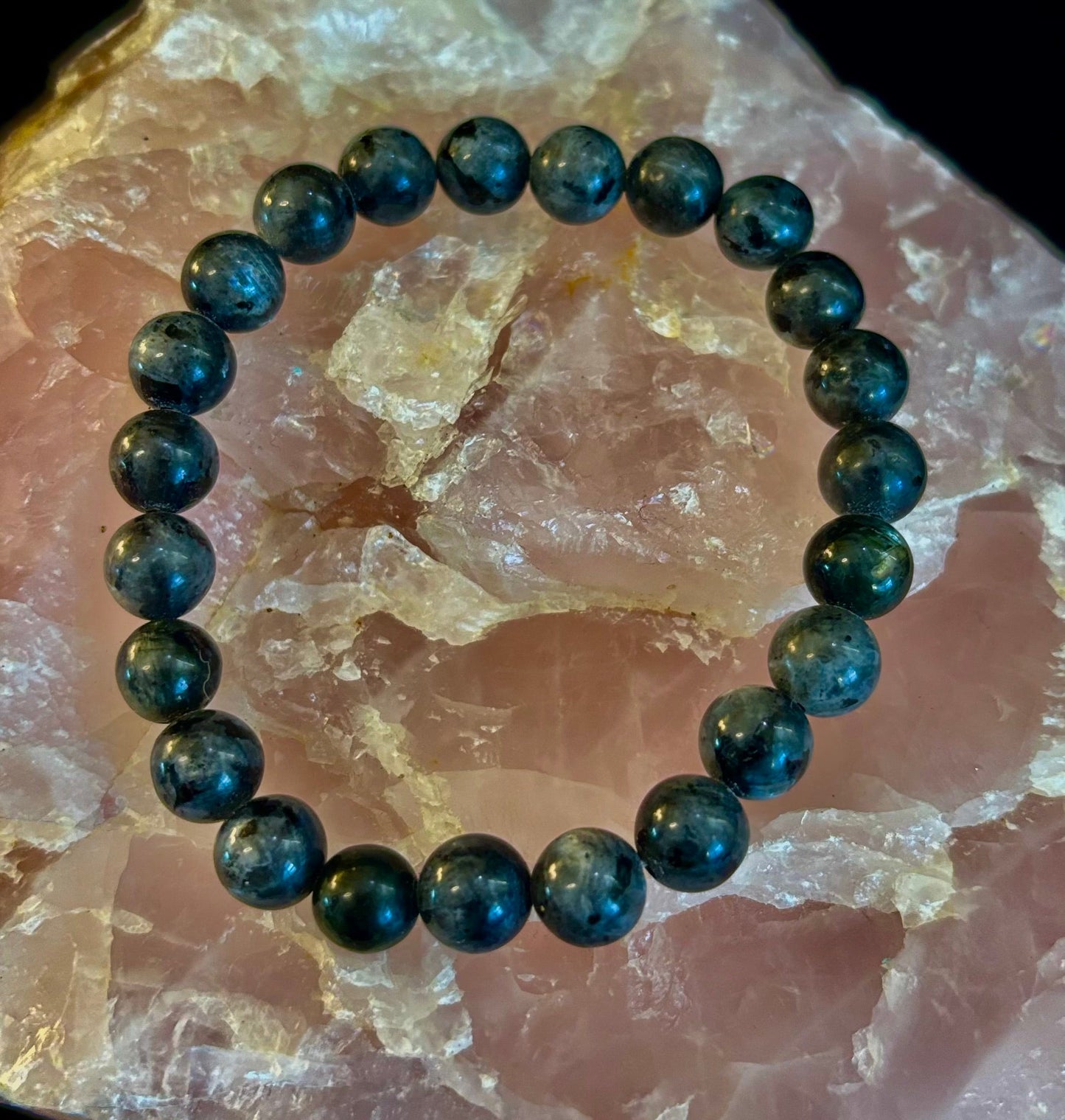 Larvikite 8mm Reiki-Infused Protection & Manifestation Bracelet (Medium-Large Wrists)