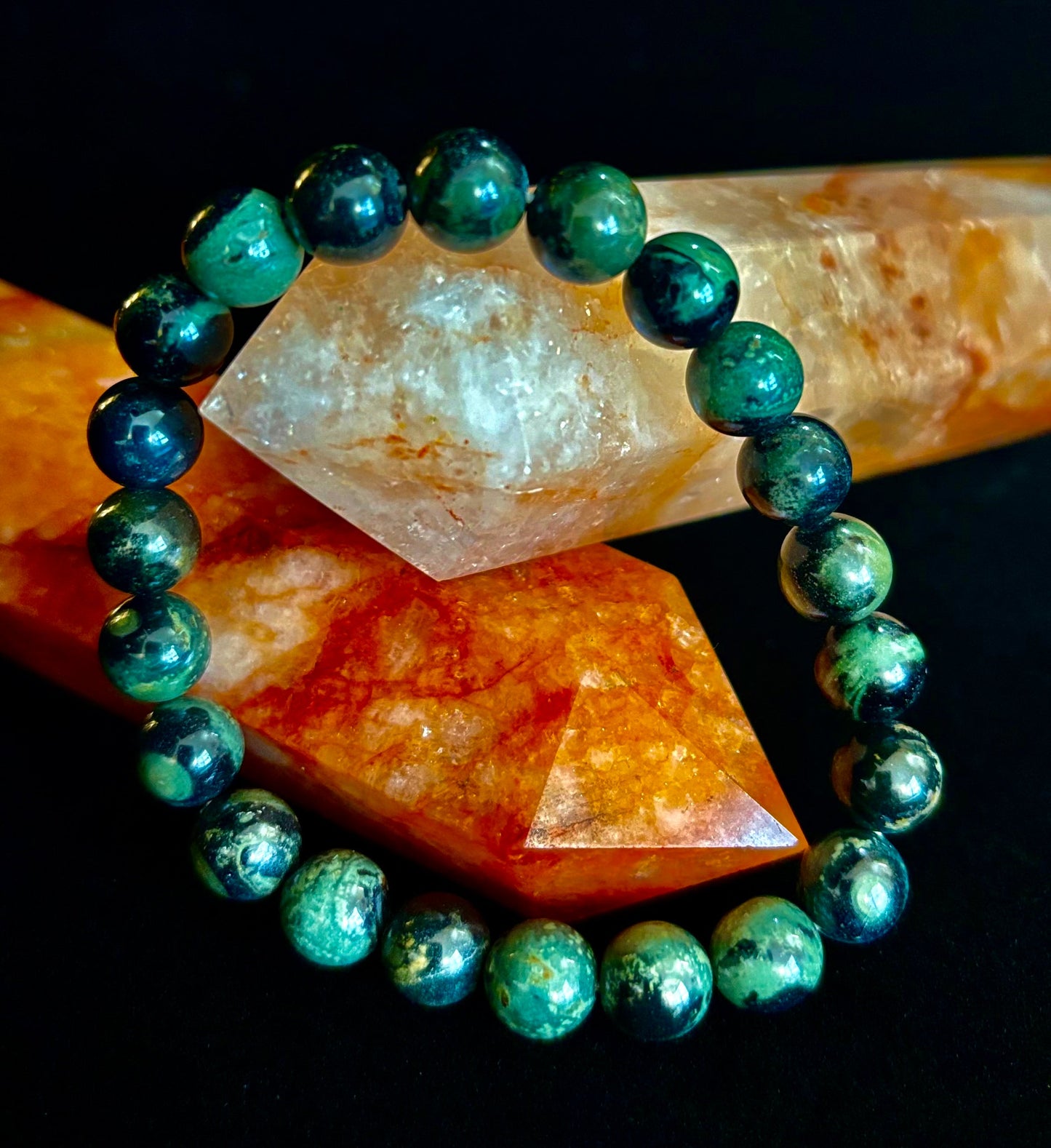 Kambaba Jasper 8mm Reiki-Infused Peace & Manifestation Bracelet (Medium-Large Wrists)