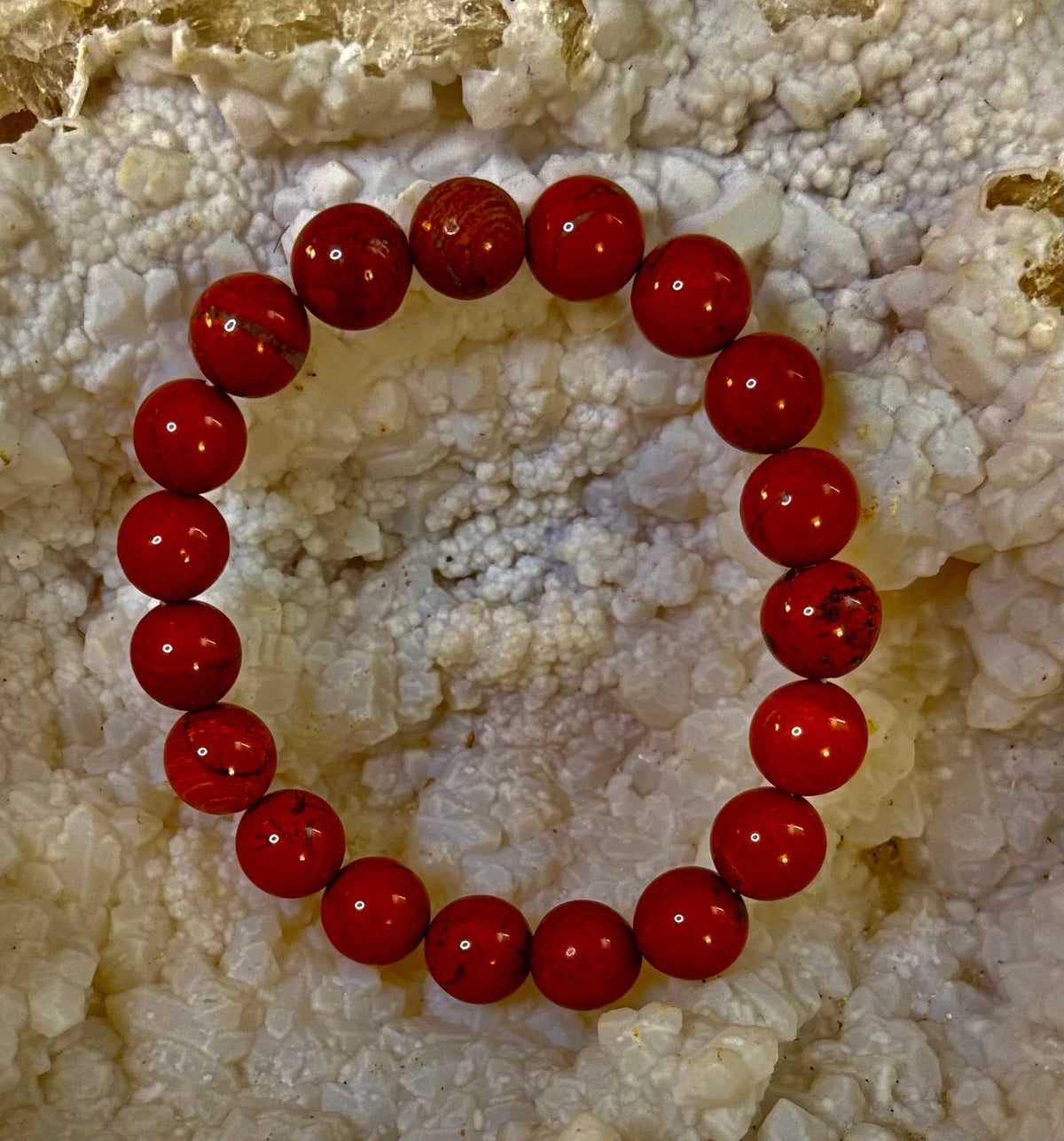 Reiki-Infused Red Jasper Bracelet – 10mm Grounding & Strength Beads