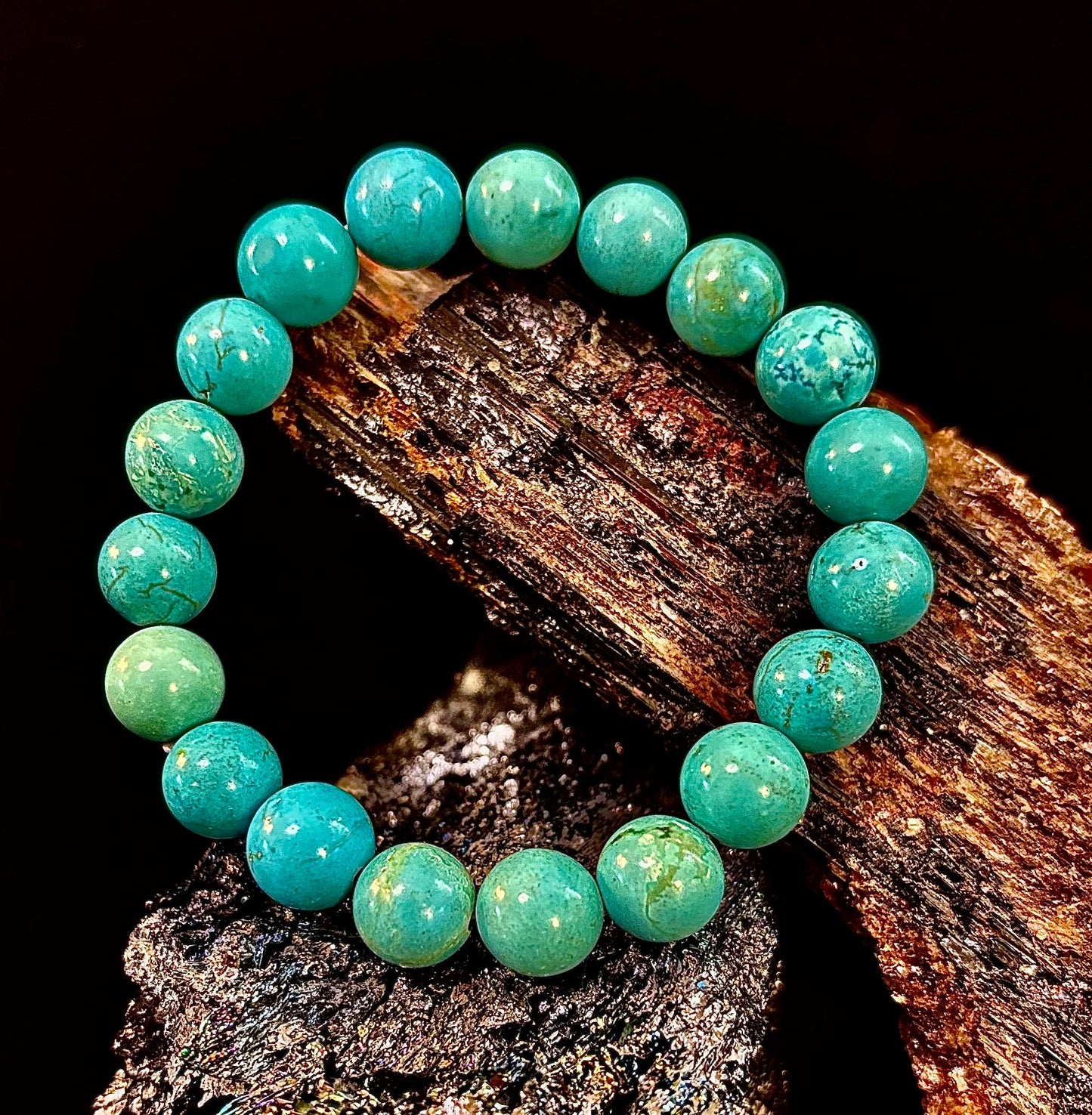 Natural Turquoise Howlite Beaded Bracelet – 8mm & 10mm Stones for Calm & Protection (Medium Wrists)