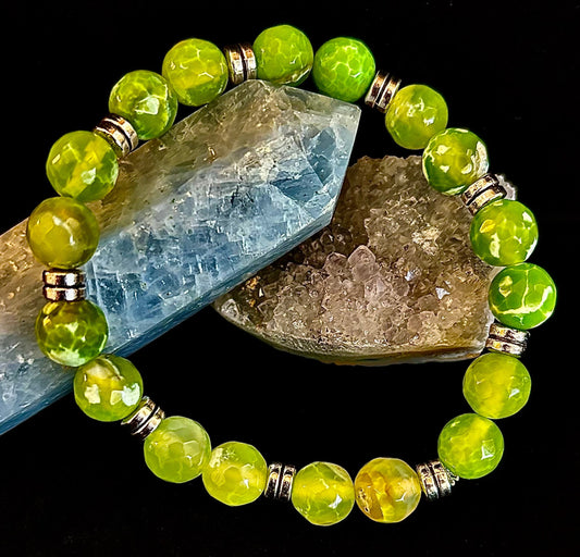 Green Lime Agate - 8"-8.5" - Large and XL Wrists