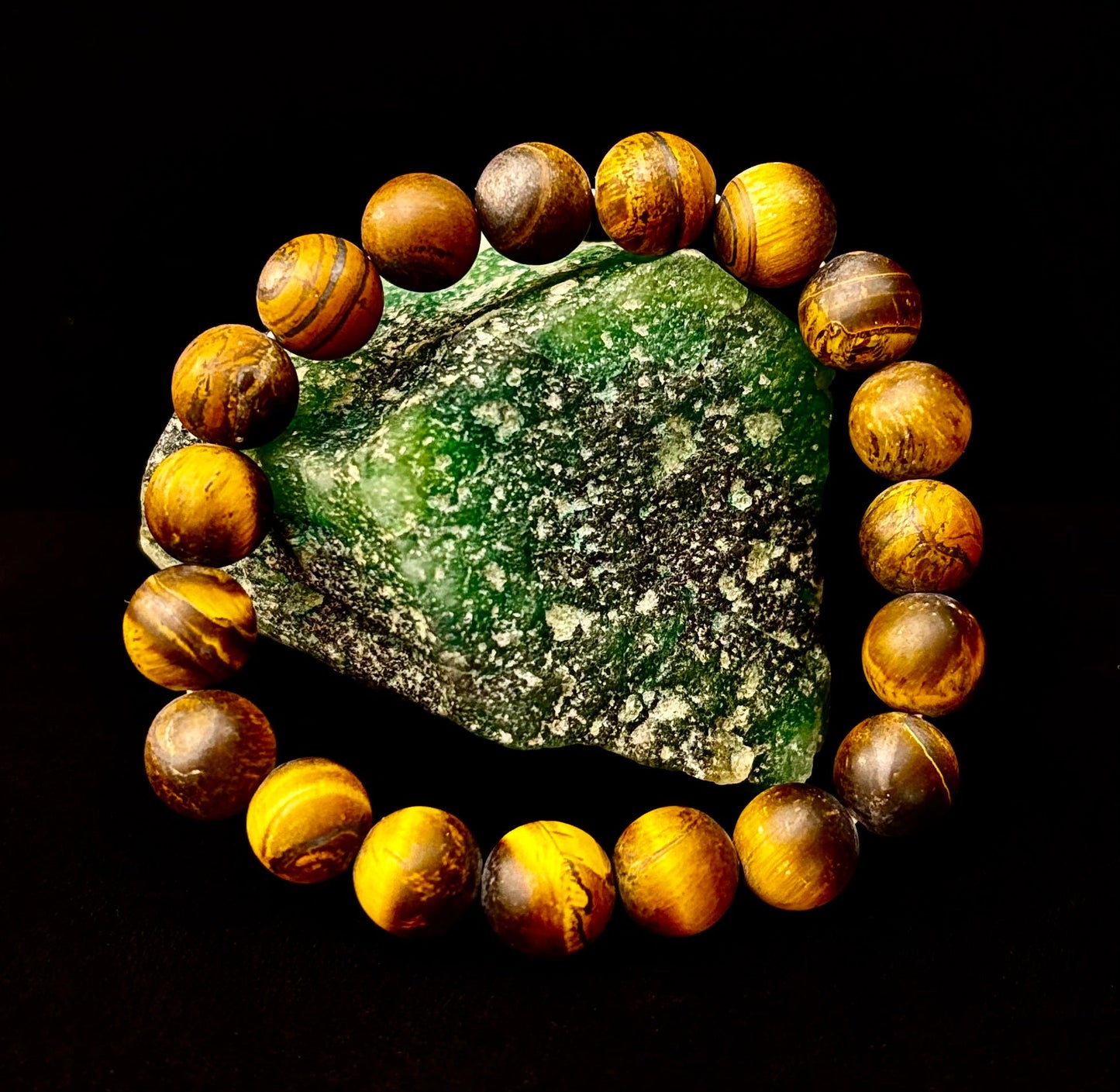 Matte Tiger’s Eye Bracelet — 10mm Genuine Tiger Eye Stretch Bracelet for Strength & Protection