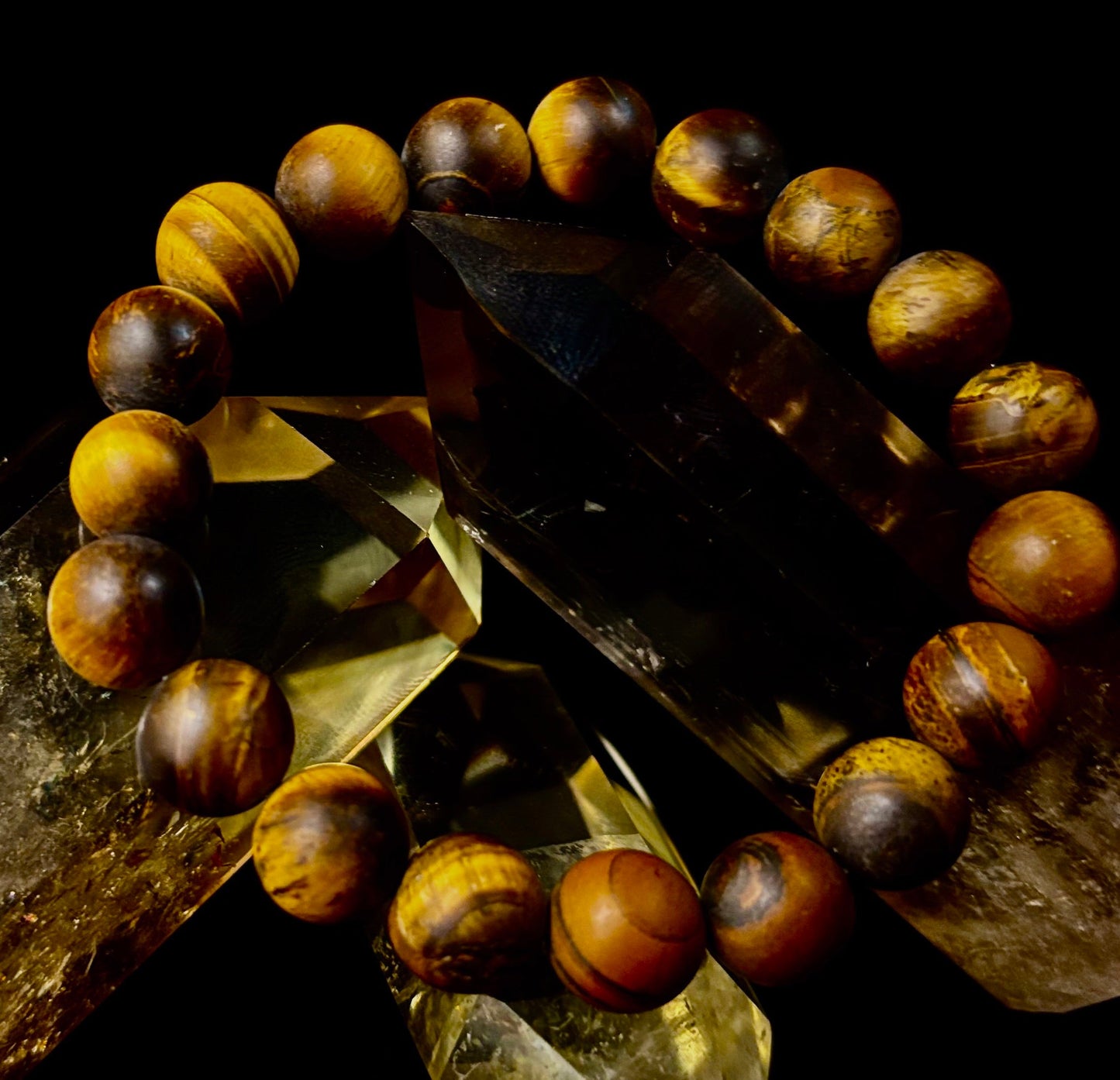 Matte Tiger’s Eye Bracelet — 10mm Genuine Tiger Eye Stretch Bracelet for Strength & Protection