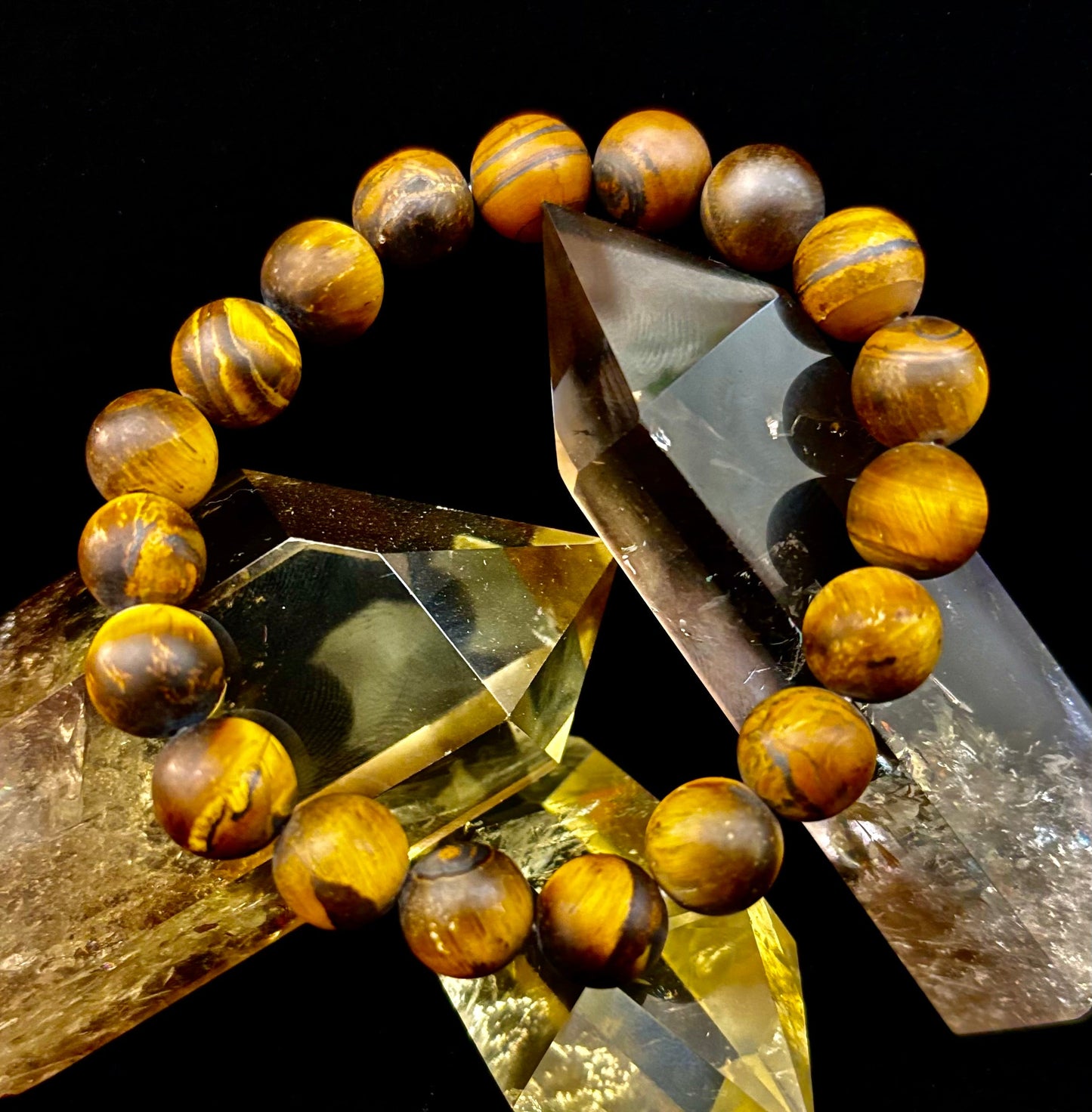 Matte Tiger’s Eye Bracelet — 10mm Genuine Tiger Eye Stretch Bracelet for Strength & Protection