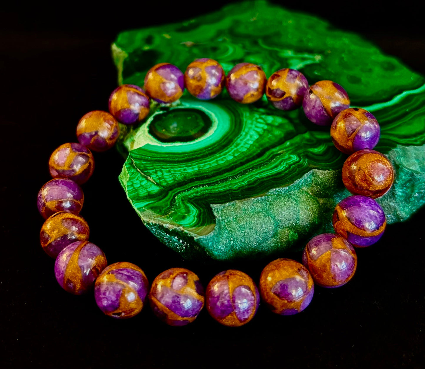 Purple Variscite Impression Bracelet – 10mm Beaded Bracelet | Medium Fit | Spiritual Energy & Statement Jewelry