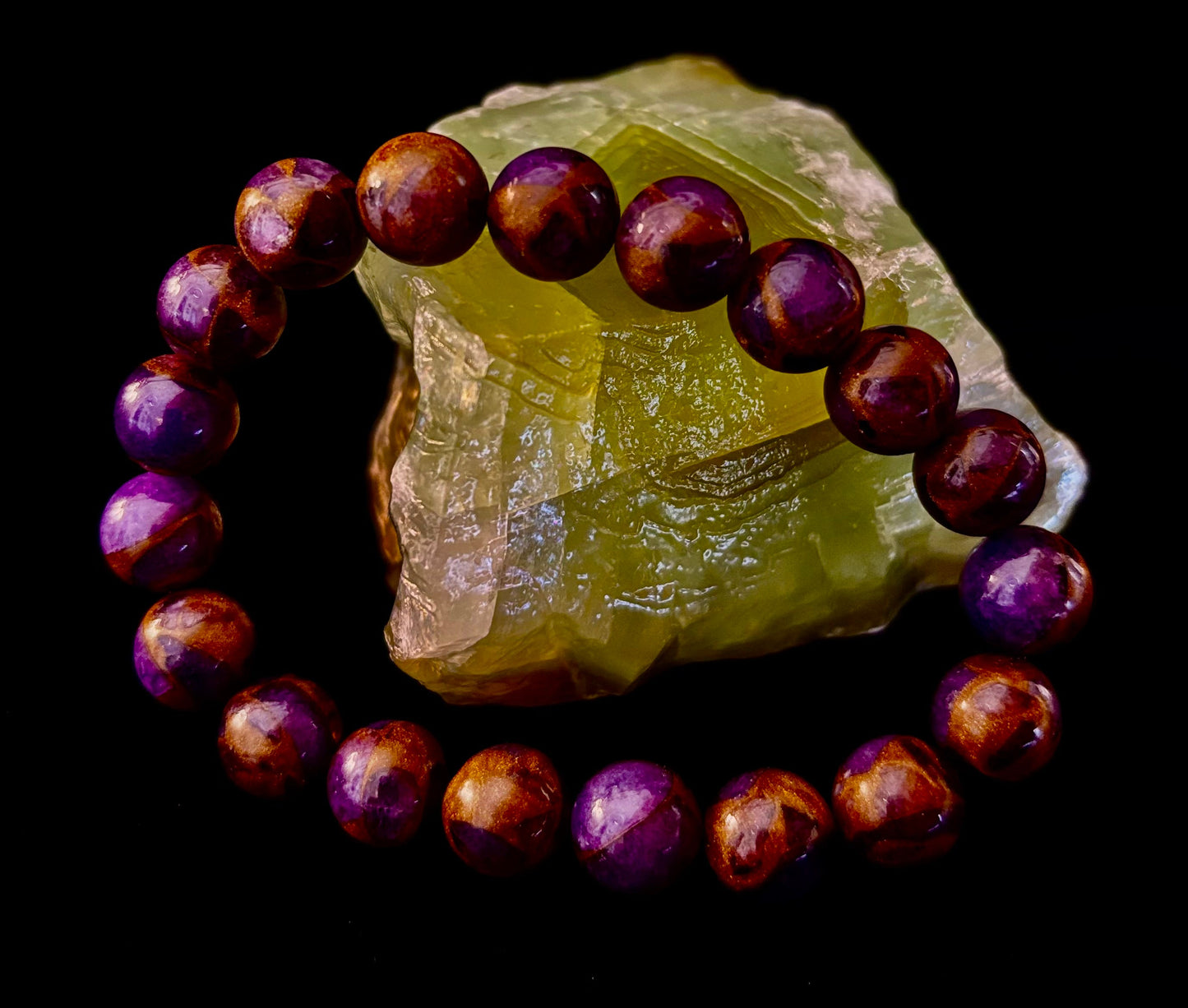 Purple Variscite Impression Bracelet – 10mm Beaded Bracelet | Medium Fit | Spiritual Energy & Statement Jewelry