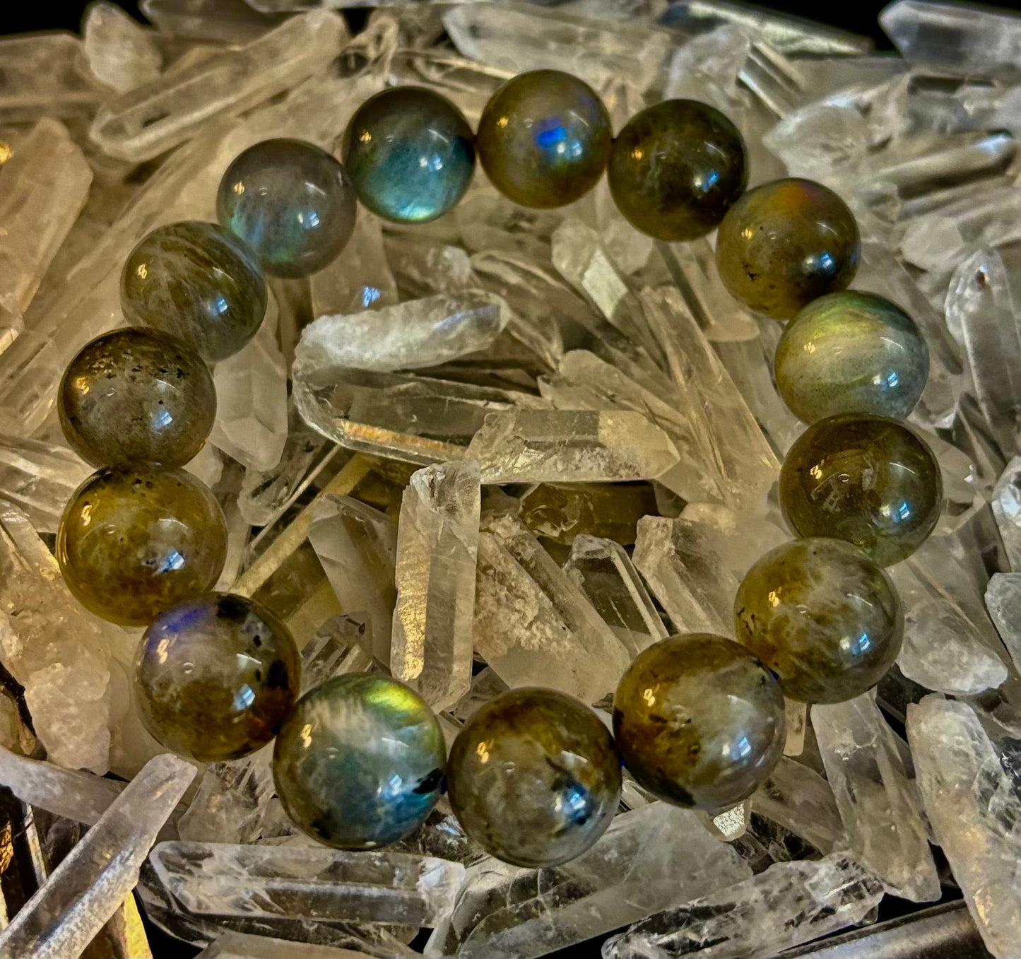 Moonlit Path: Silver Flash Labradorite Bracelet - Reiki Infused (3 Amazing Bead Sizes)